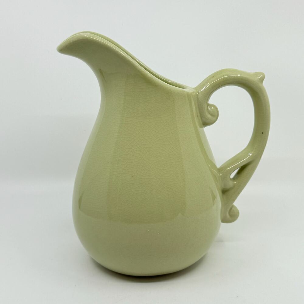 Vintage Mid-Century Large Crazed Pastel Green Pitcher Jug